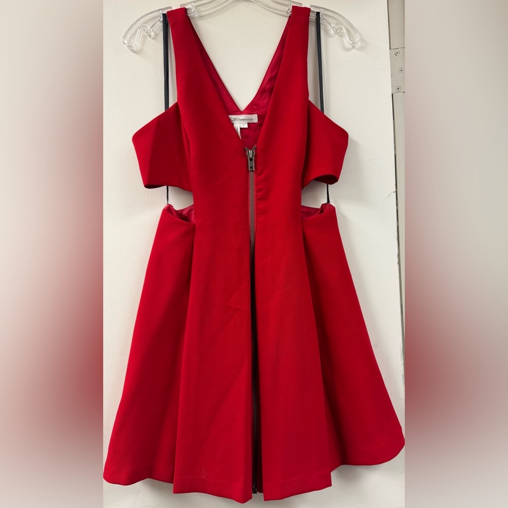 BCBGeneration Vibrant Red V-Neck Dress